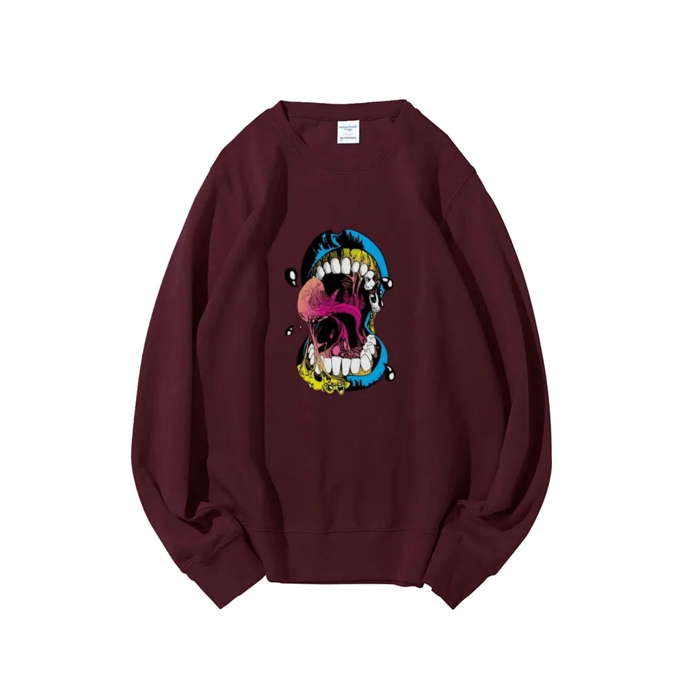 Mens Big Mouth Skull Graphic Sweatshirts