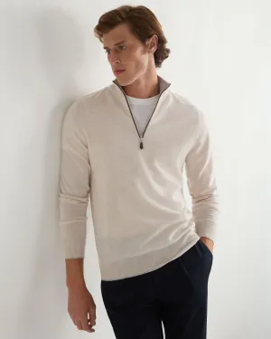 Men's Carnaby Half Zip Cashmere Sweater Frost White