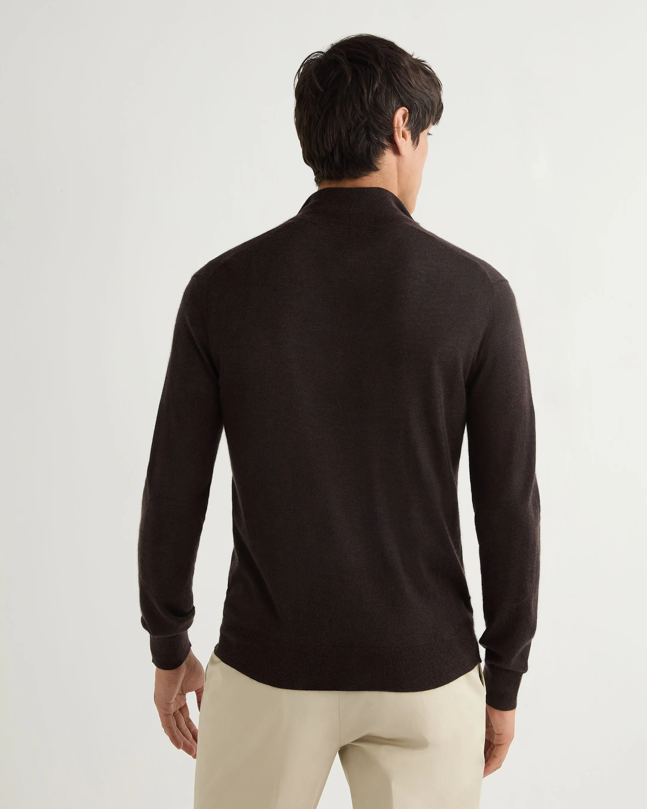 Men's Hyde Fine Gauge Cashmere Full Zip Jumper Chocolate Brown