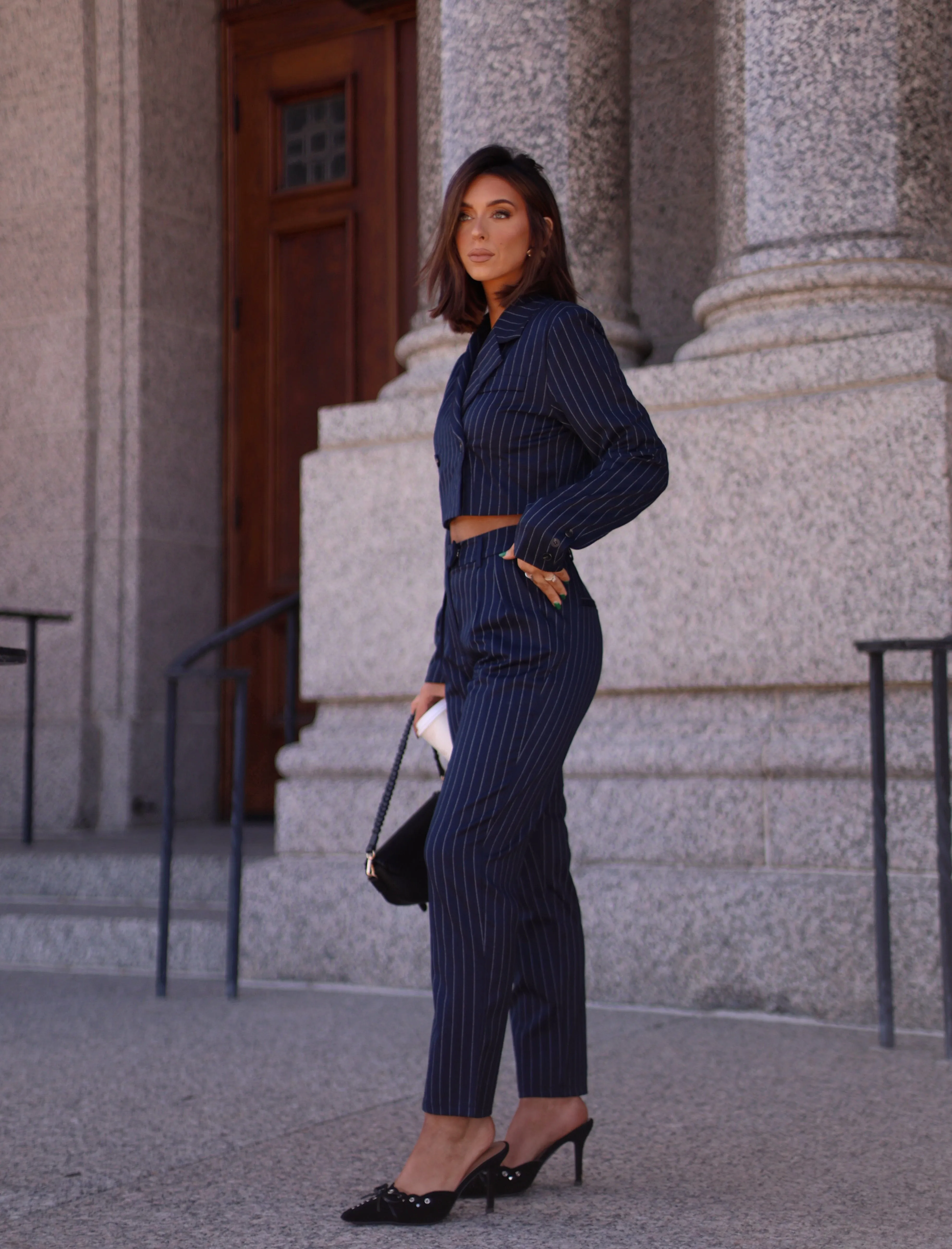 Navy Pinstripe Pant