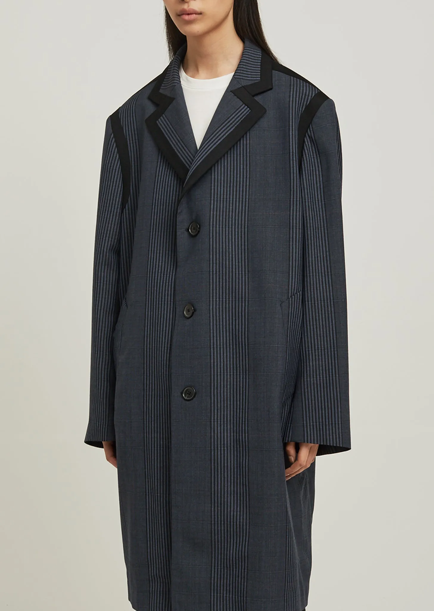 Over Check Wool Coat