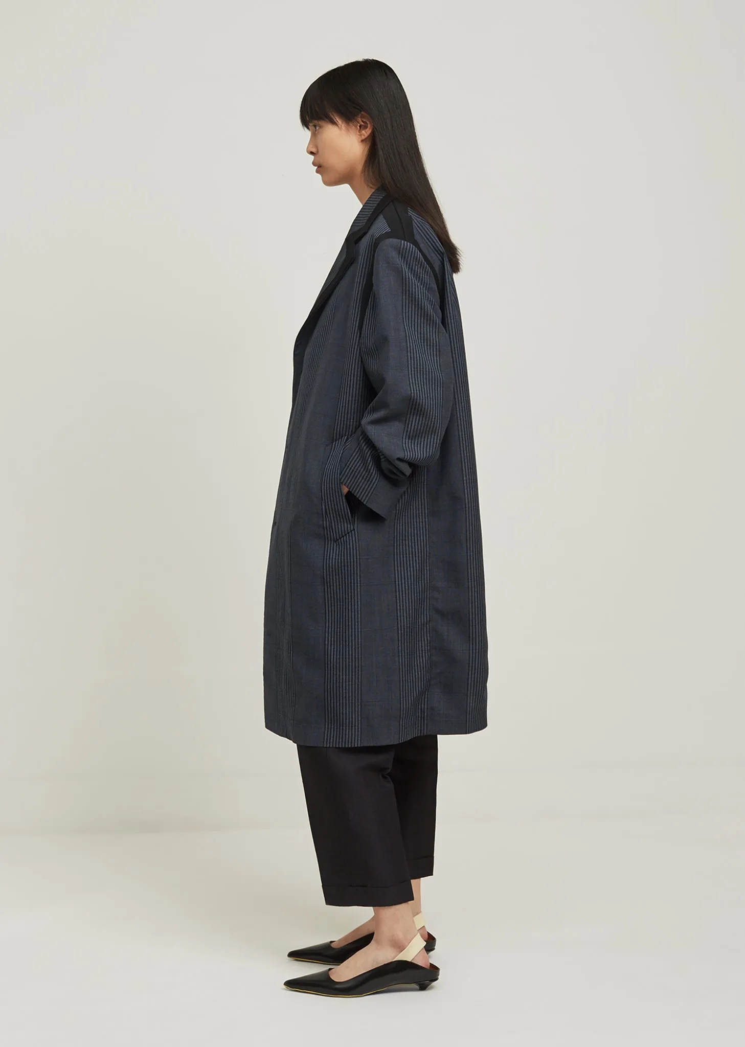 Over Check Wool Coat