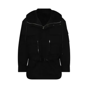 Oversize Hooded Ski Parka in Black