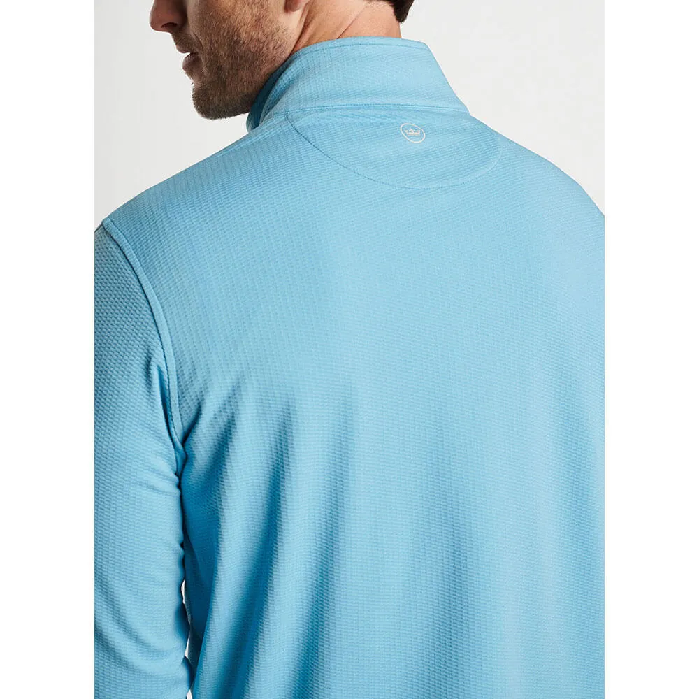 Peter Millar Men's Perth Oval Stitch Performance 1/4 Zip Pullover Sweater - Cyan