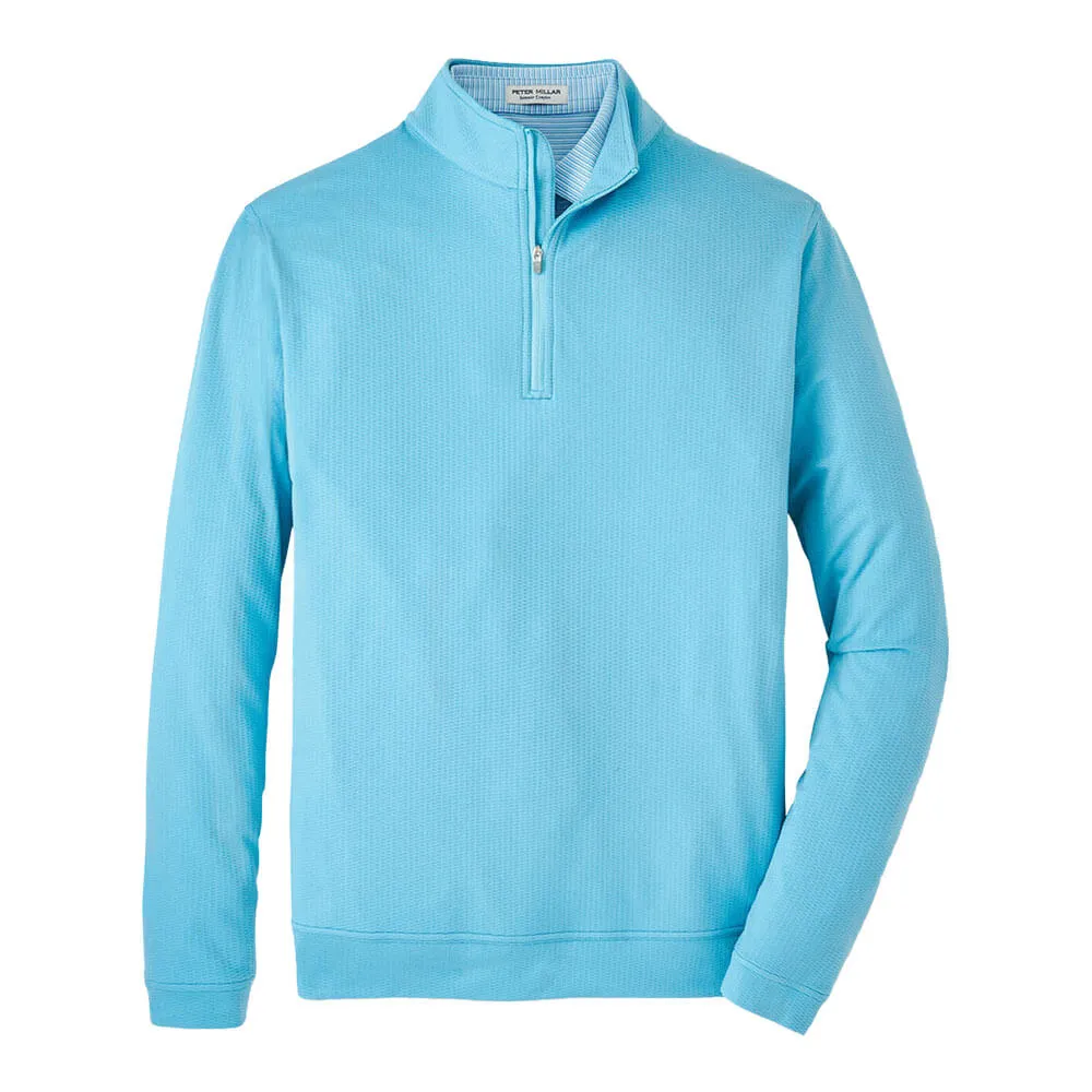 Peter Millar Men's Perth Oval Stitch Performance 1/4 Zip Pullover Sweater - Cyan