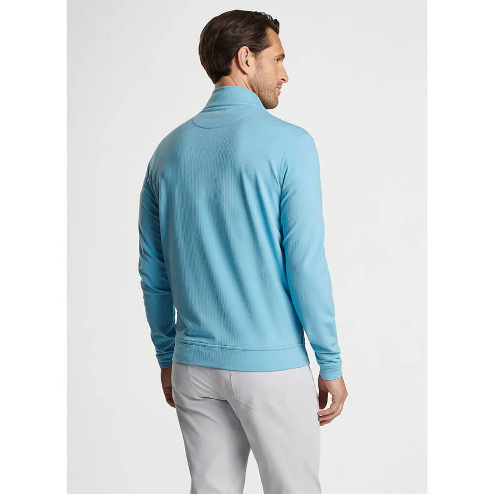 Peter Millar Men's Perth Oval Stitch Performance 1/4 Zip Pullover Sweater - Cyan