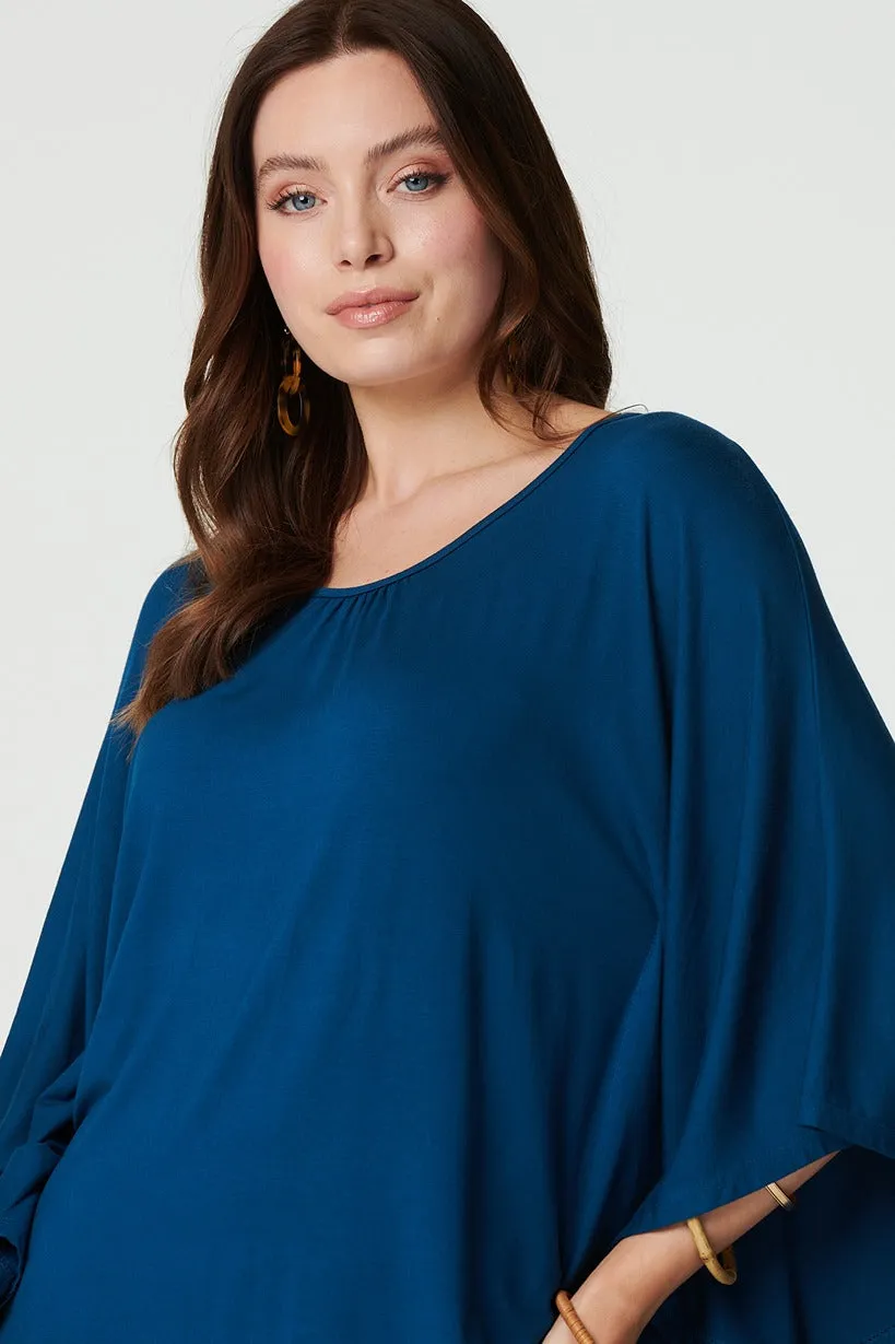 Plain Round Neck 3/4 Batwing Top