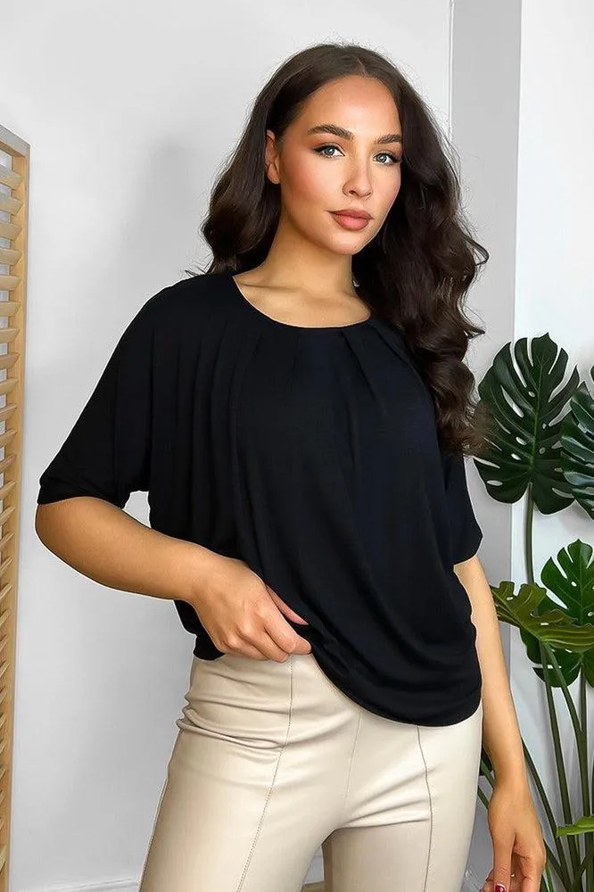 Pleated Neckline Smart Blouse