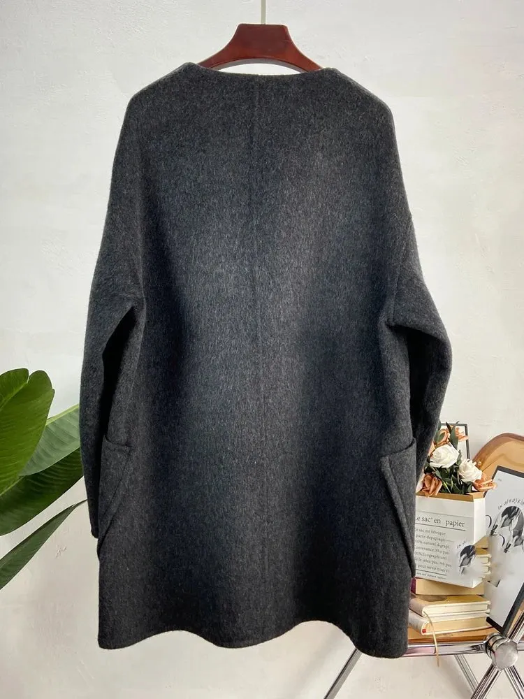 Pre Order:  Antler Button Thick Woolen Coat