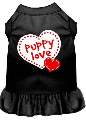 Puppy Love Screen Print Dress Black Lg (14)