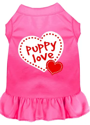 Puppy Love Screen Print Dress Bright Pink Med (12)