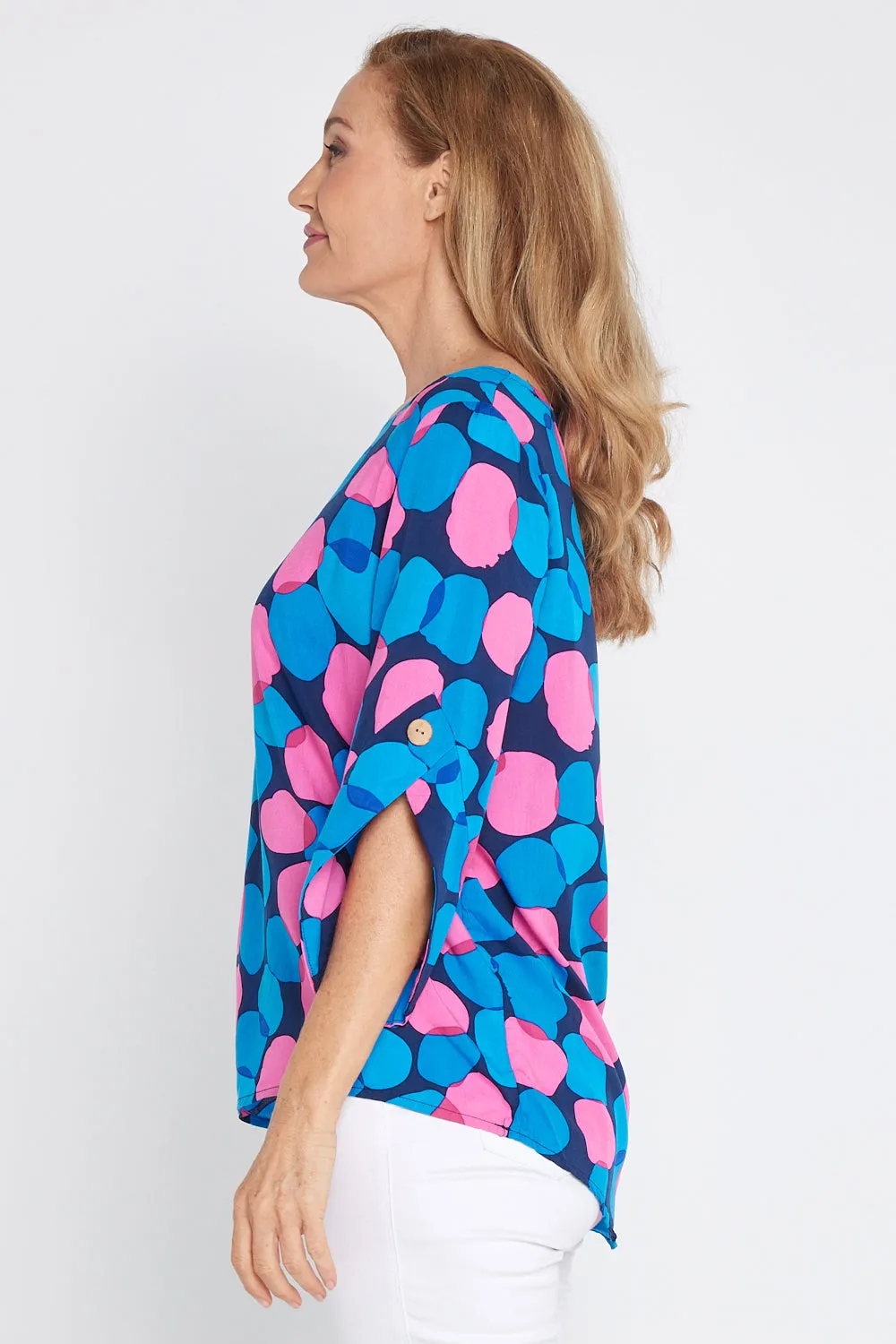 Raven Top - Pink/Cobalt Spot