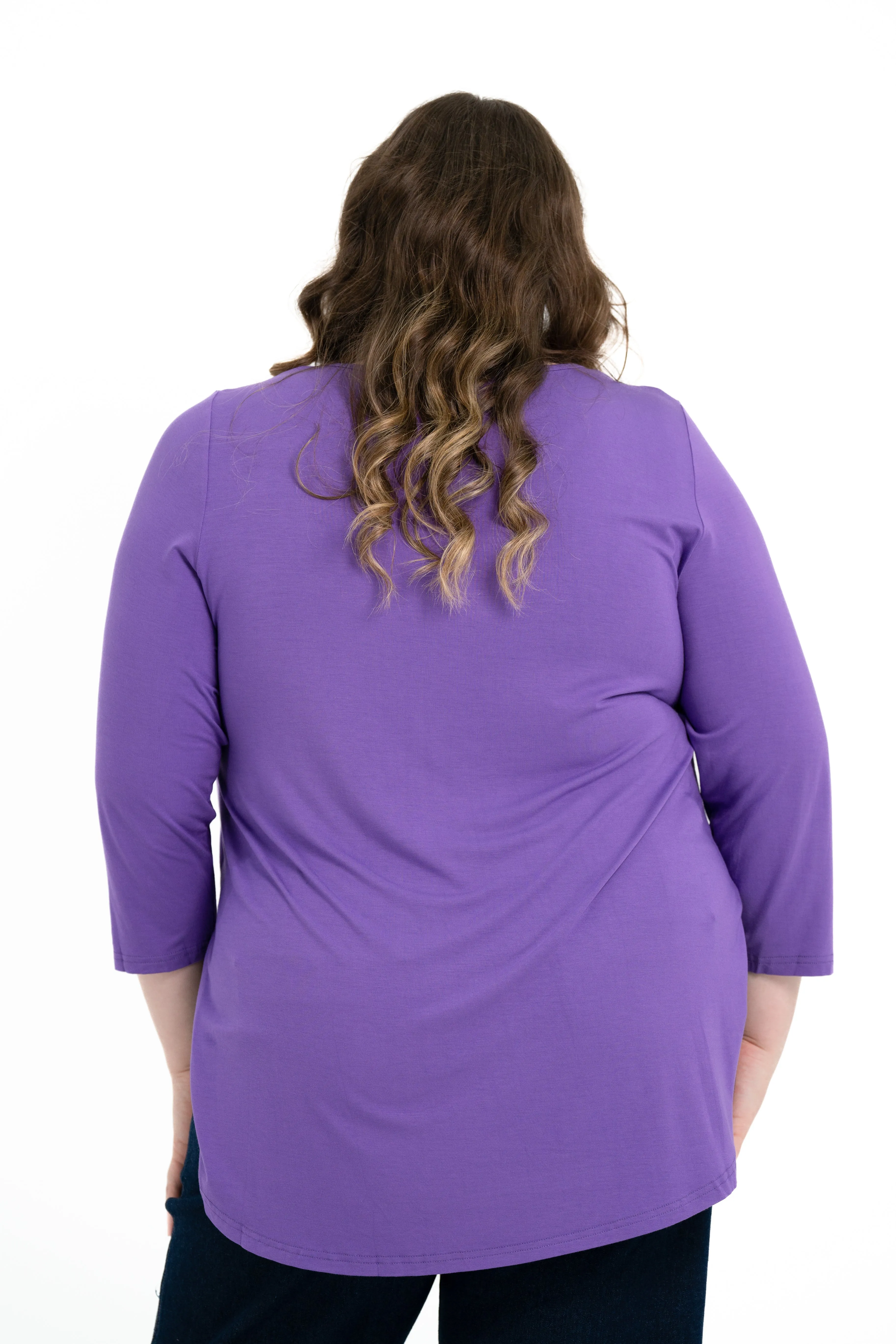 'ROSIE' 3/4 Sleeve Bamboo Top - Purple