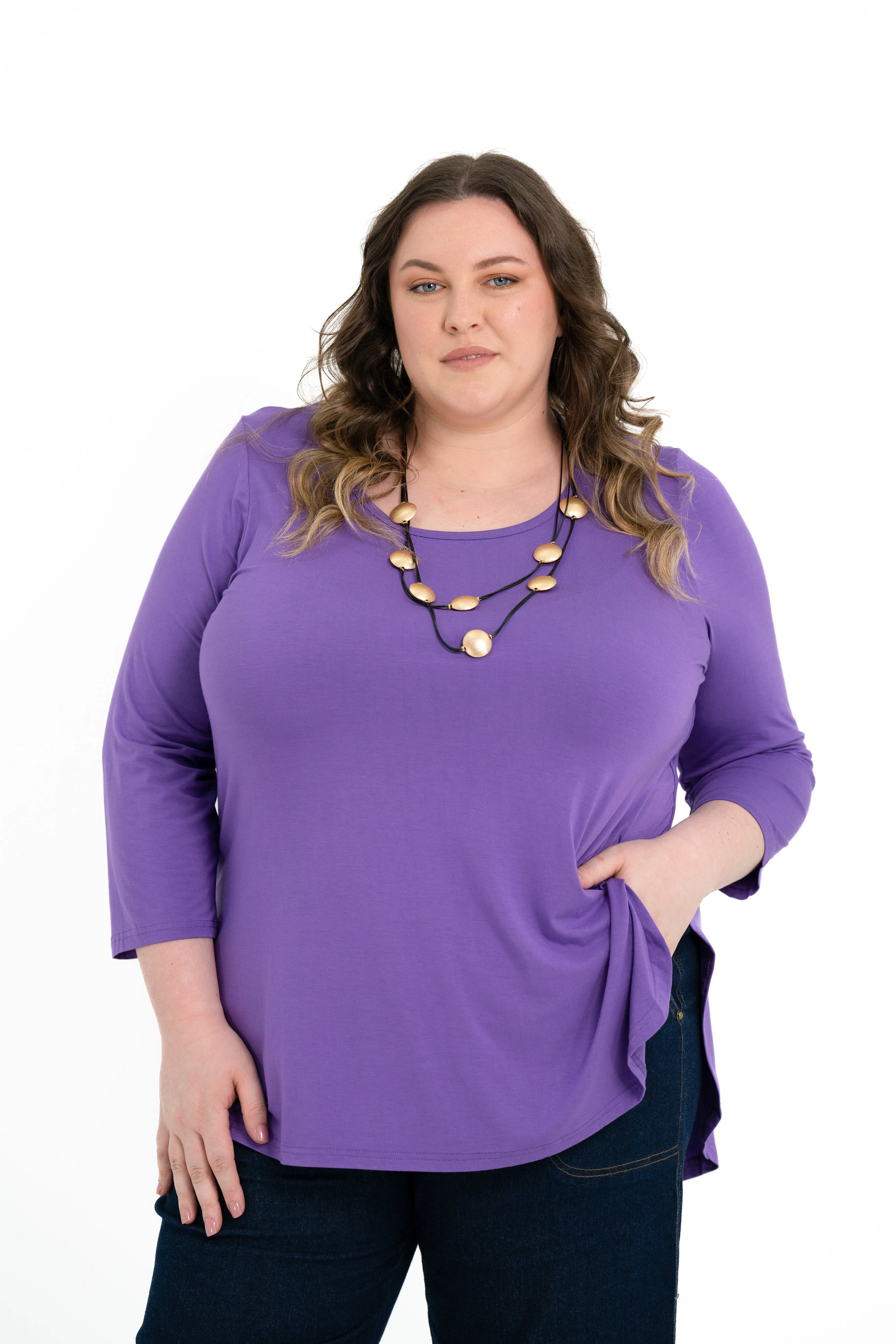 'ROSIE' 3/4 Sleeve Bamboo Top - Purple