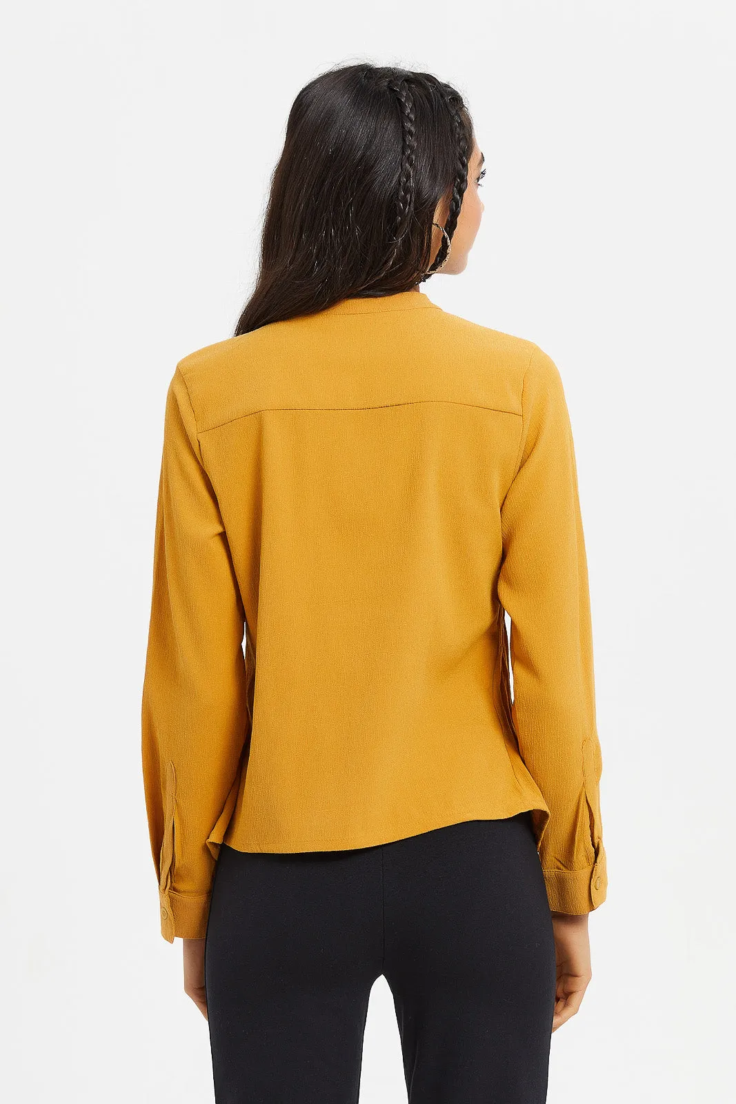 Senior Girls Mustard Pleated Blouse