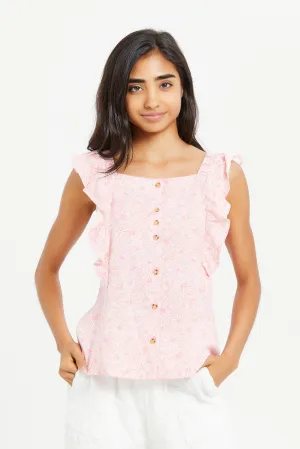 Senior Girls Pink Floral Blouse