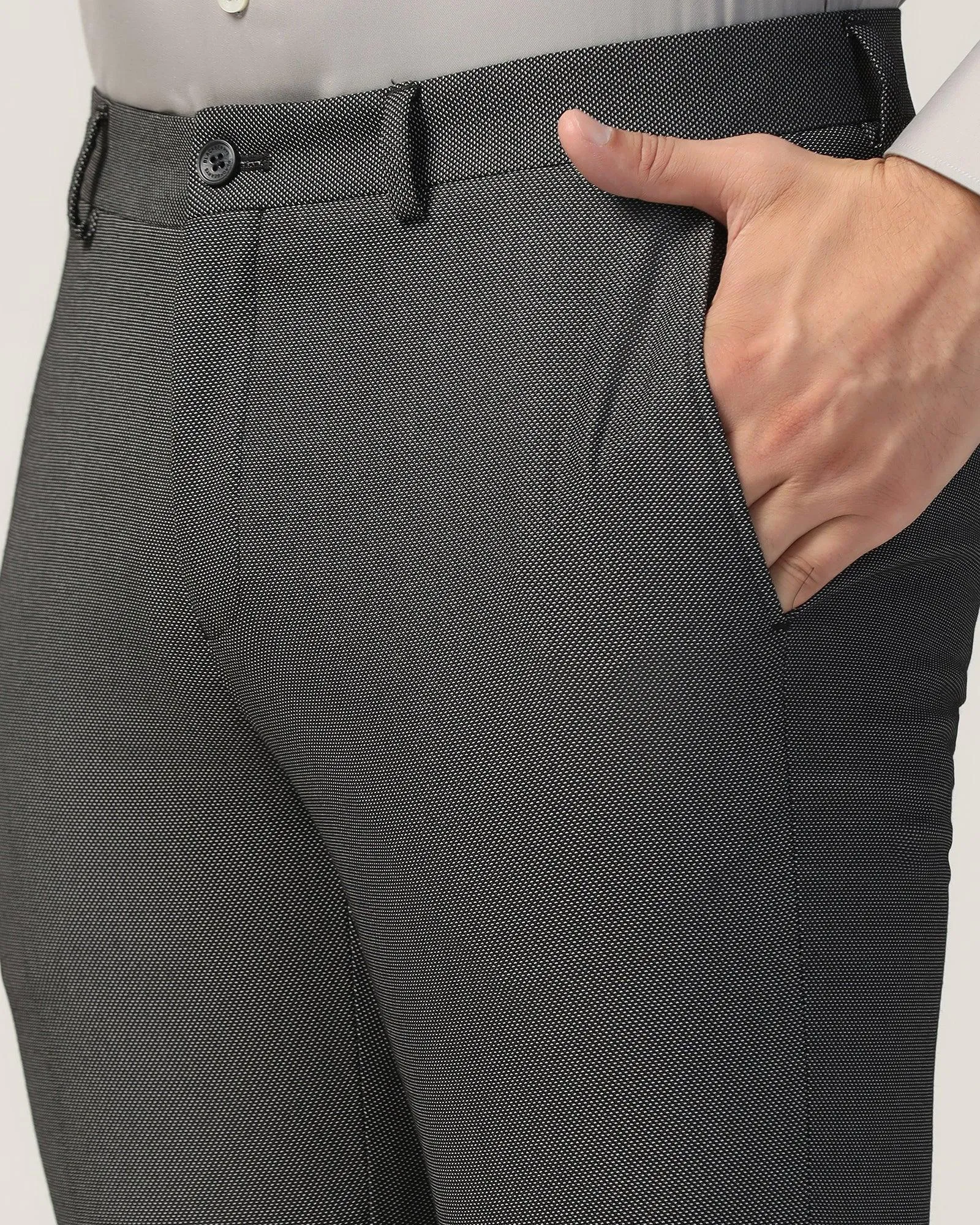 Slim Comfort B-95 Formal Charcoal Textured Trouser - Turismo