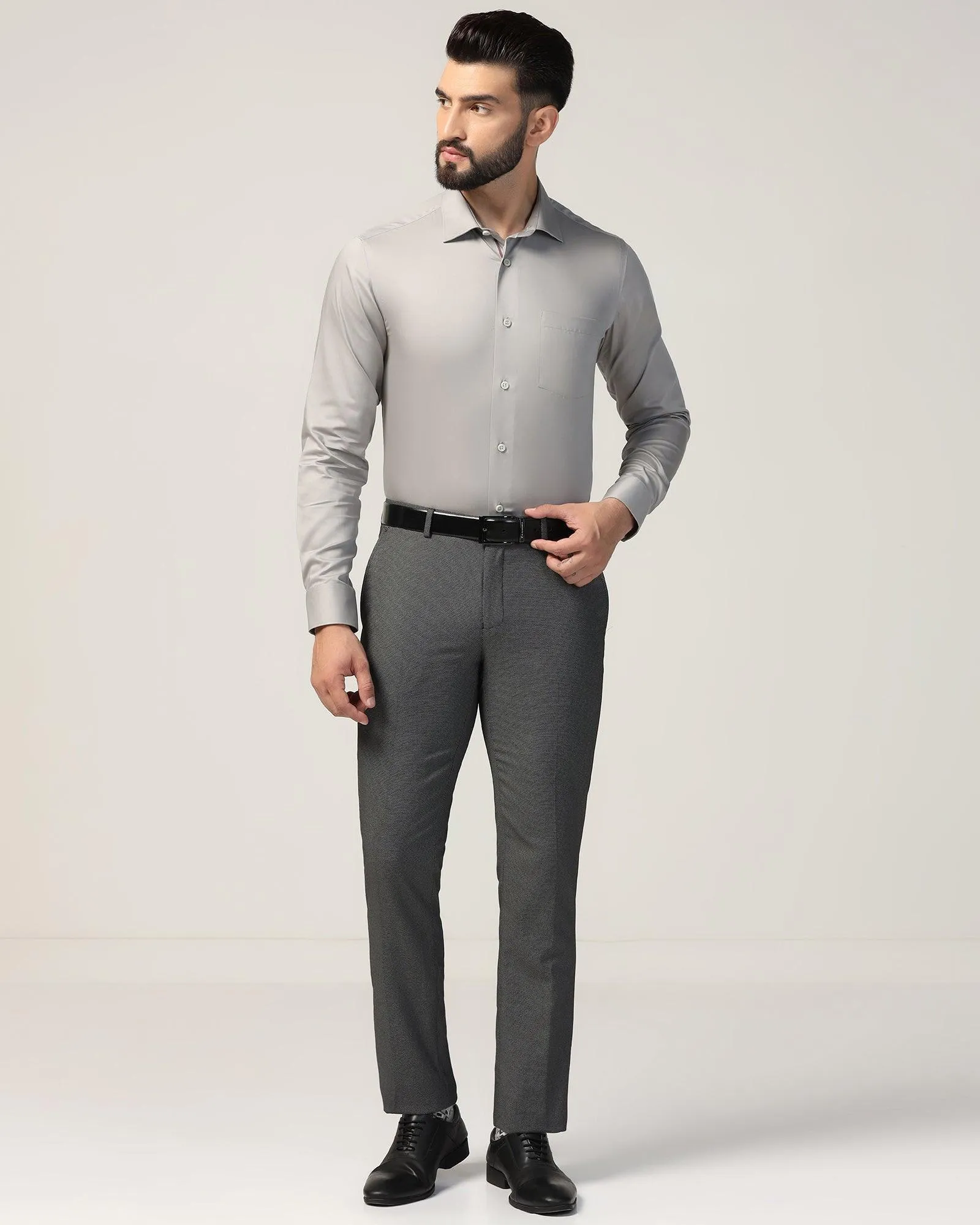 Slim Comfort B-95 Formal Charcoal Textured Trouser - Turismo