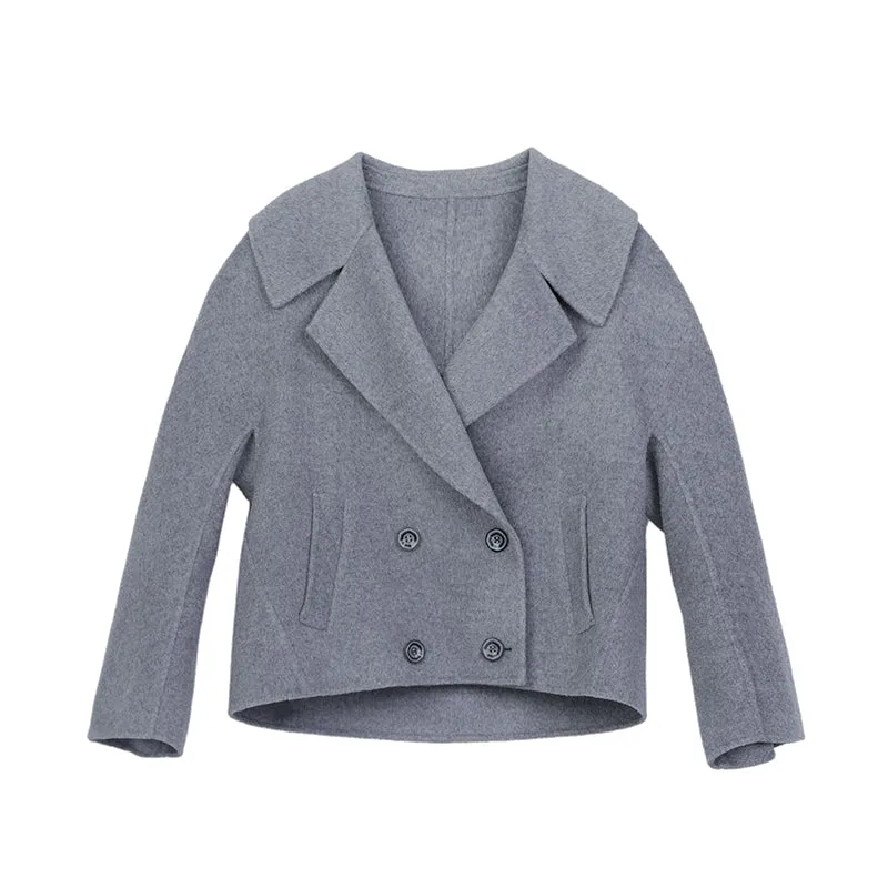 Smoke Grey Large Lapel Double Breasted Overcoats