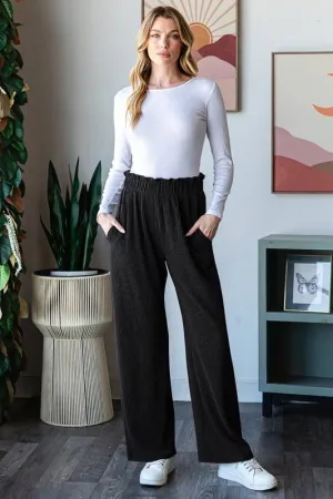 SOLID URBAN RIBBED PANTS WITH BAND SIDE POCKET