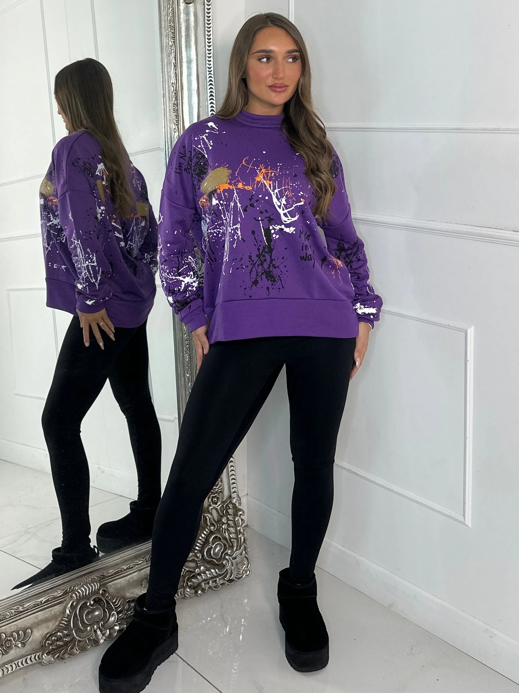 Splatter Art Sweatshirt - Purple