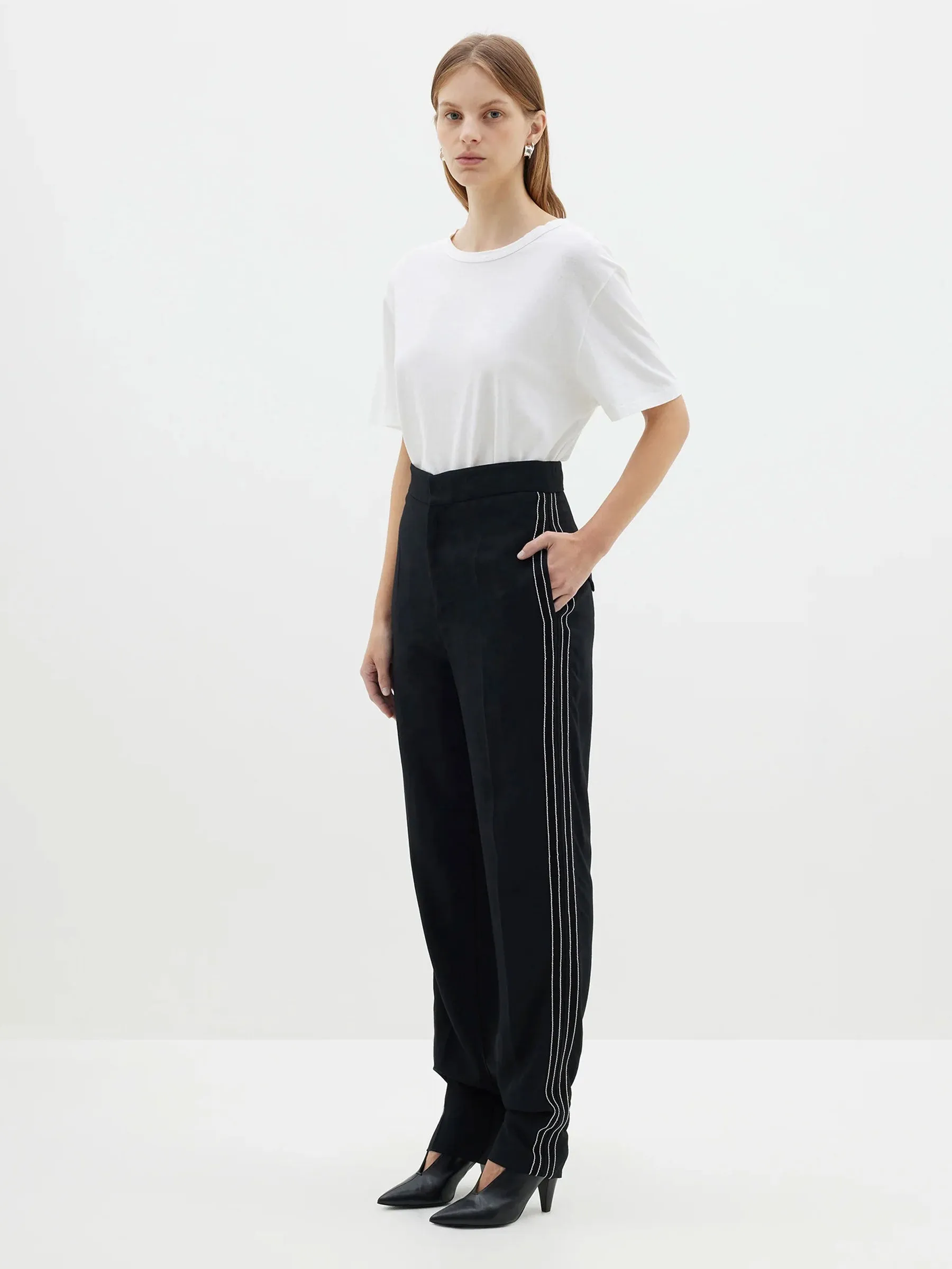 stitch detail tailored pant