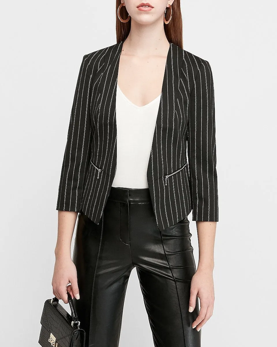 Striped Knit Cutaway Blazer in Brown Stripe