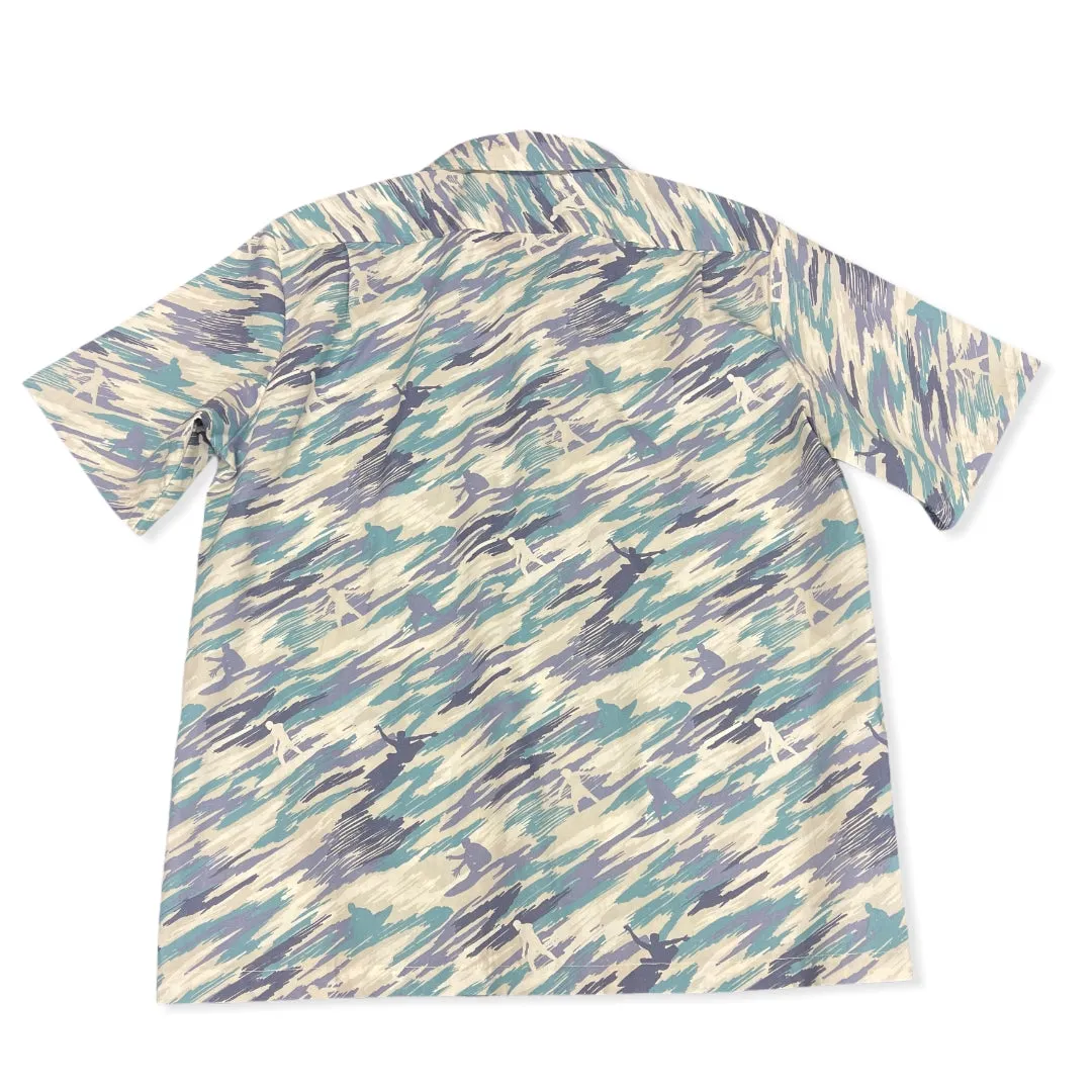 Surfer Camouflage Beach Style Hawaiian Shirt | Blue,Grey