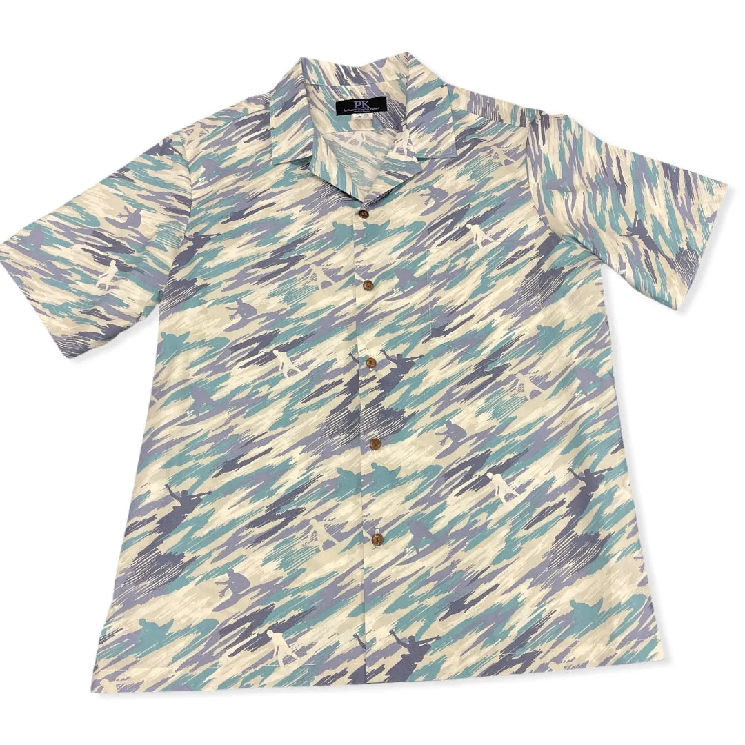 Surfer Camouflage Beach Style Hawaiian Shirt | Blue,Grey