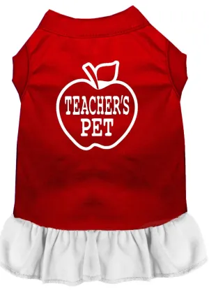 Teachers Pet Screen Print Dress Red With White Med (12)