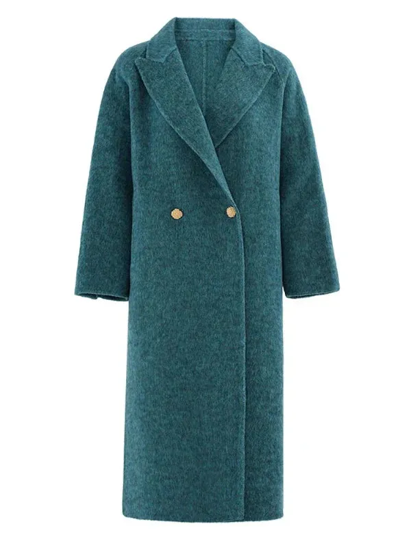 Wenkouban-Winter outfits Christmas Black Friday Notched Collar Gold Buttons Thick Long Winter Coat