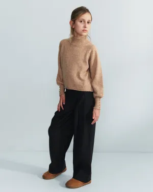 Wide leg trousers with pleats - Tween - Black