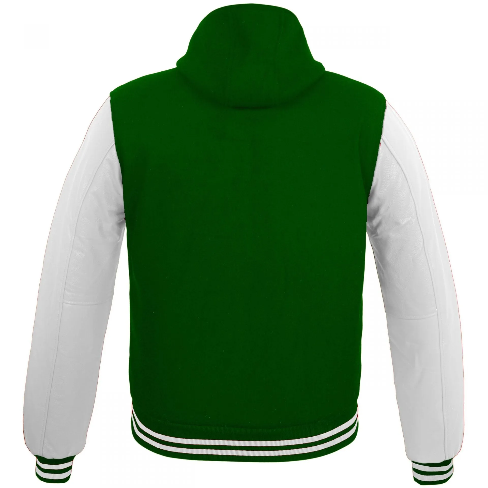 Women Hoodie Wool Leather Green/White