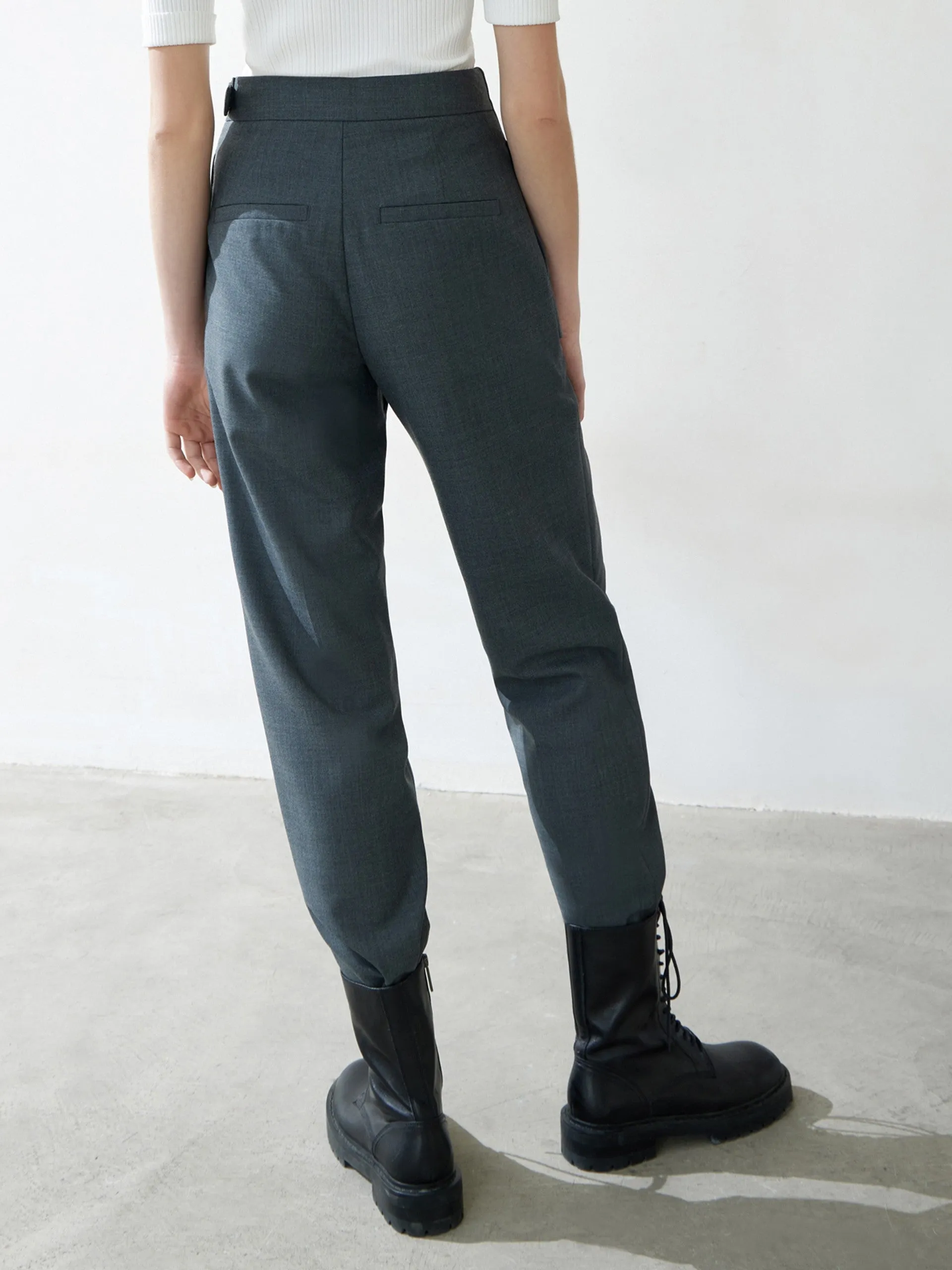 Wool Blend Irregular Wrap Pants